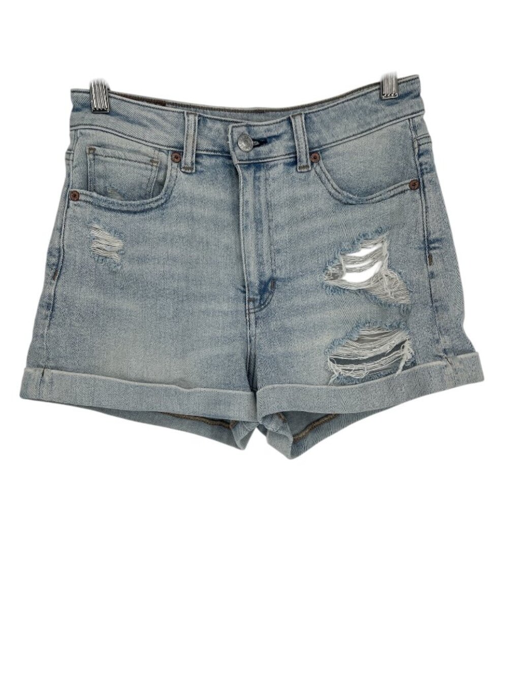 American Eagle Mom Jean Short Stretch Size 2 Light Wash Cuffed - Picture 1 of 4